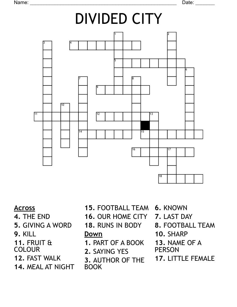 DIVIDED CITY Crossword