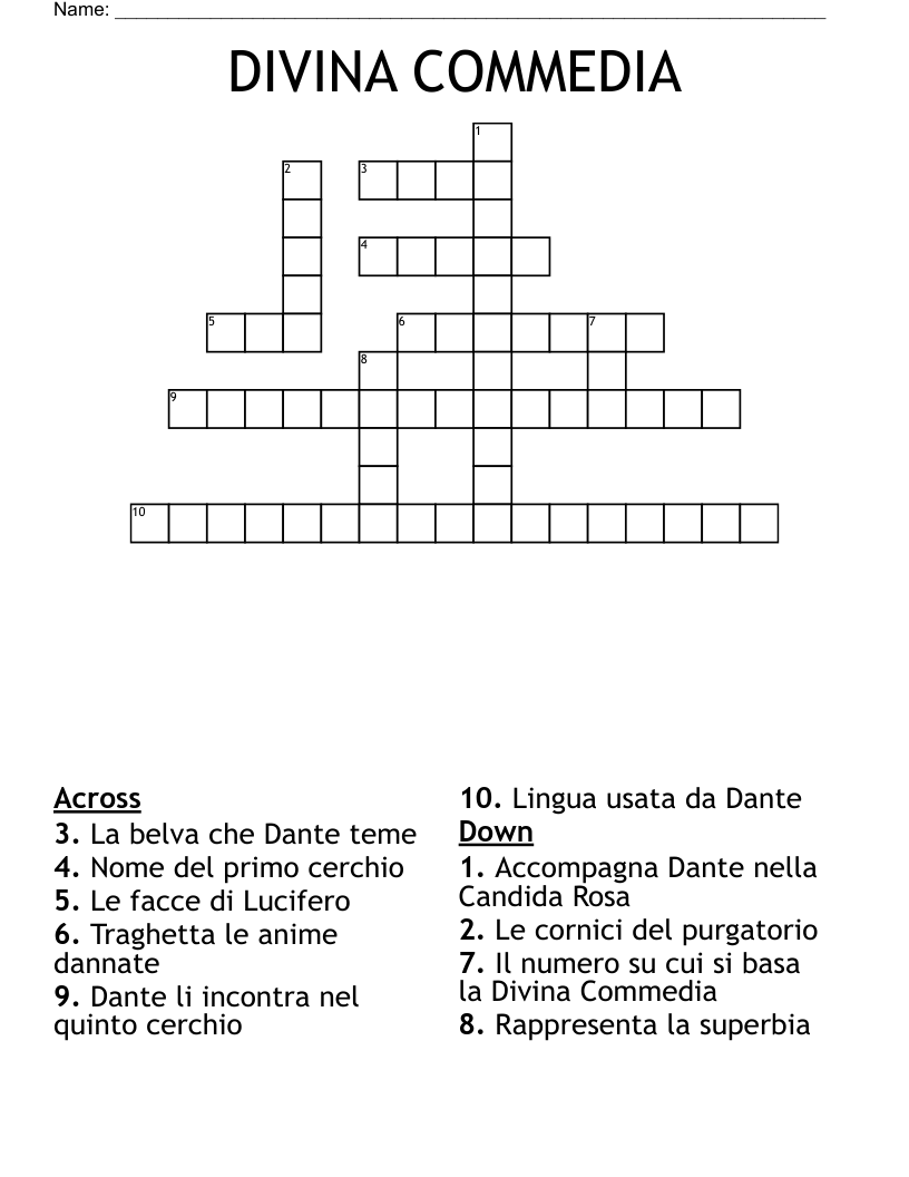 DIVINA COMMEDIA Crossword