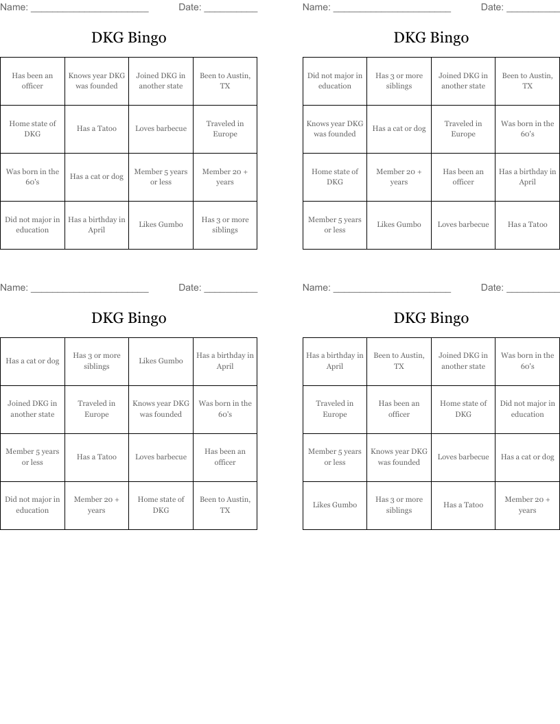 DKG Bingo