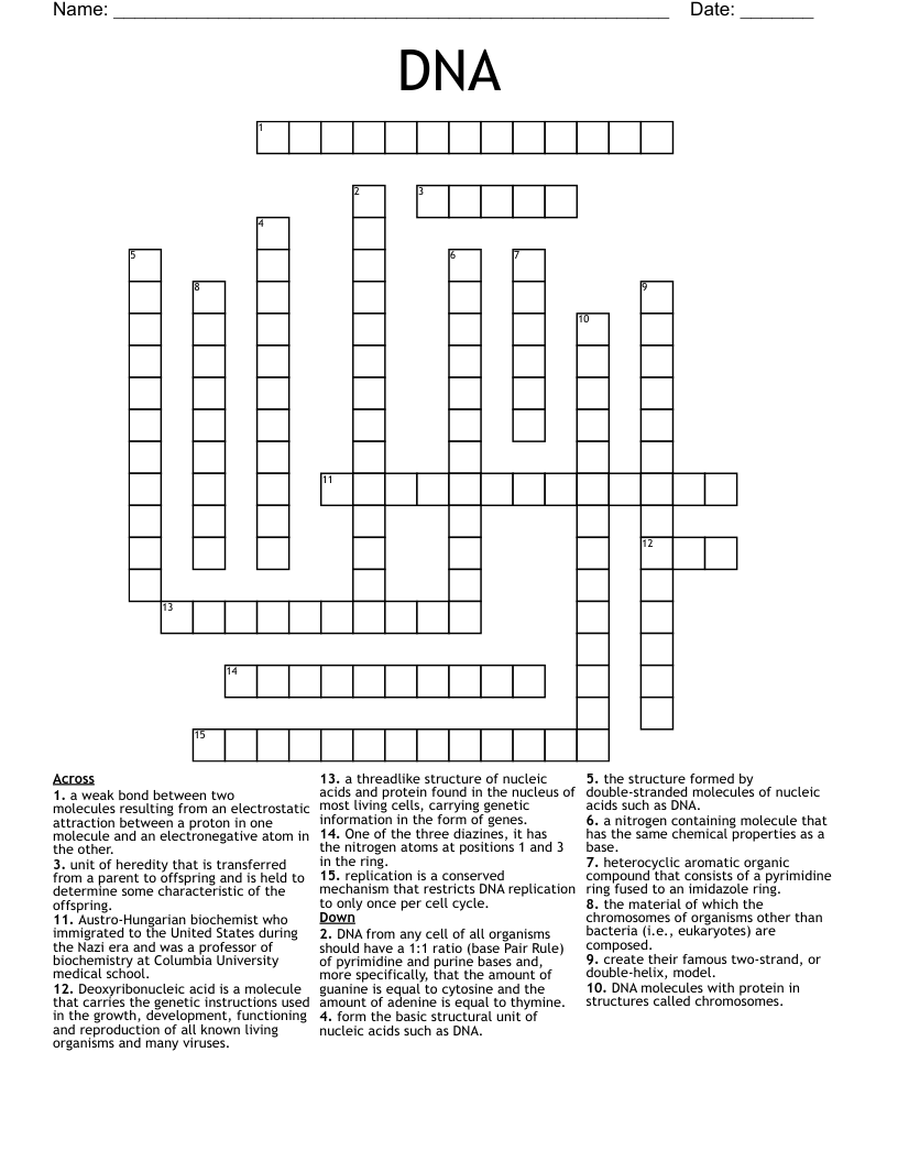 DNA Crossword