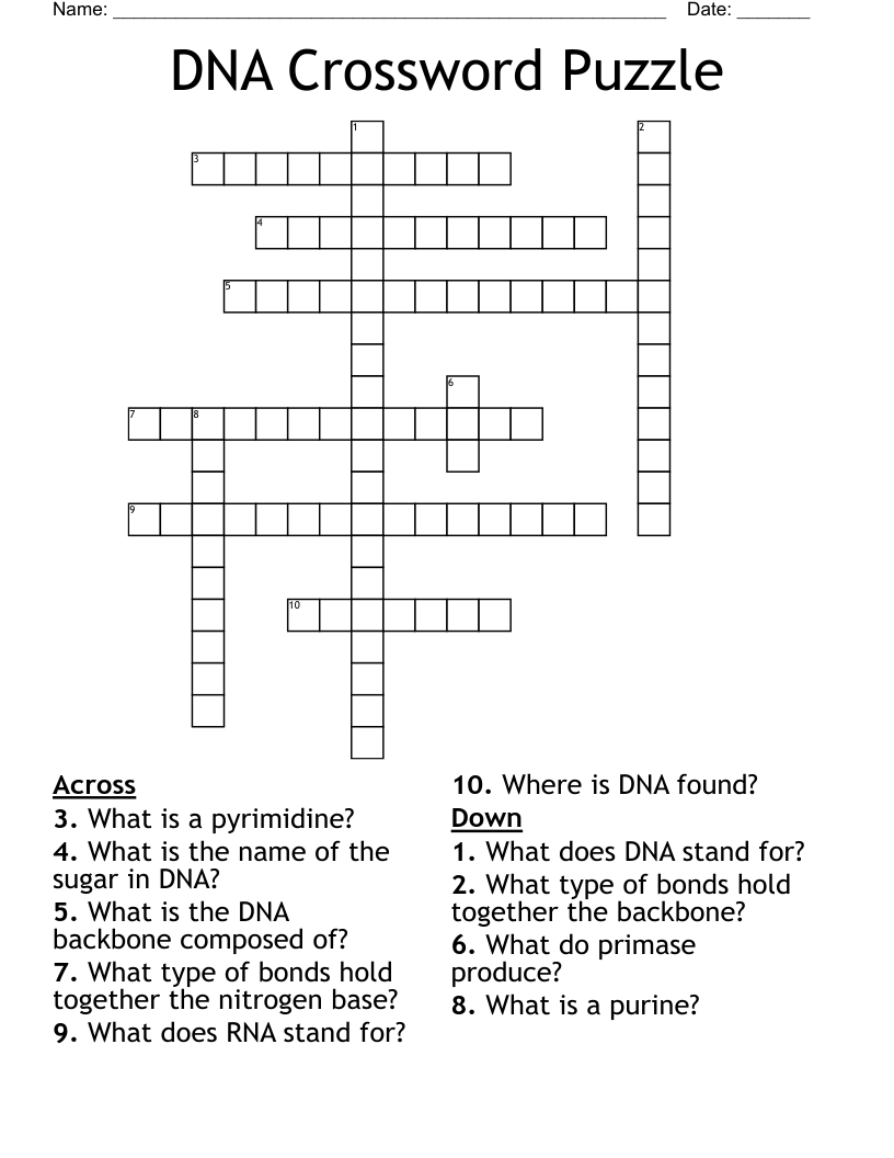 DNA Crossword Puzzle