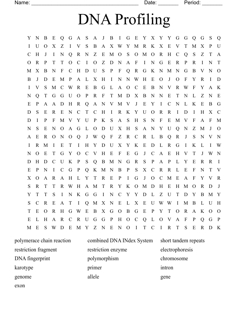 DNA Profiling Word Search