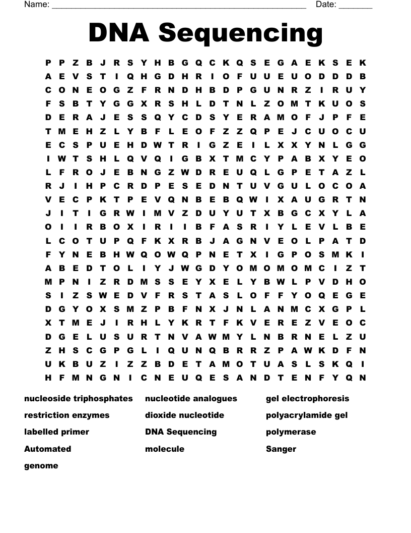 DNA Sequencing Word Search