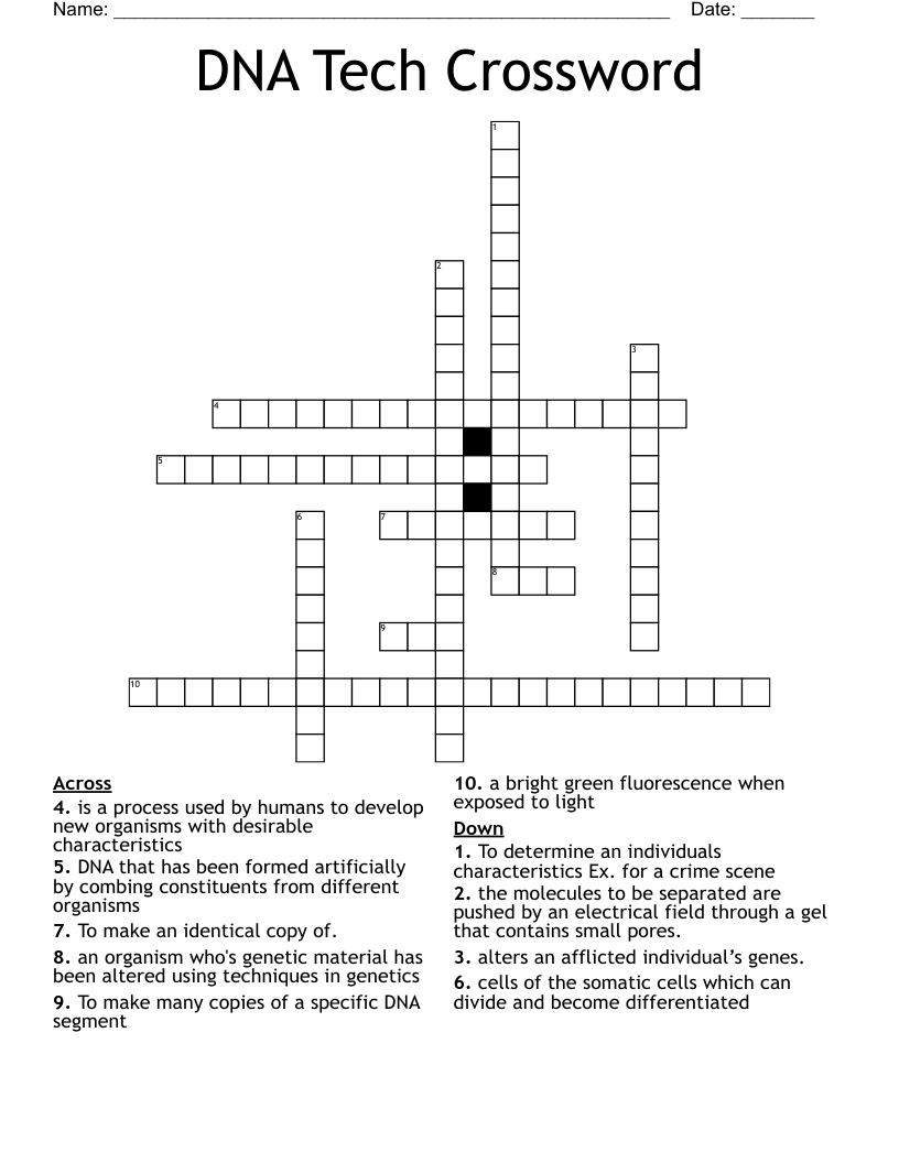 DNA Tech Crossword 