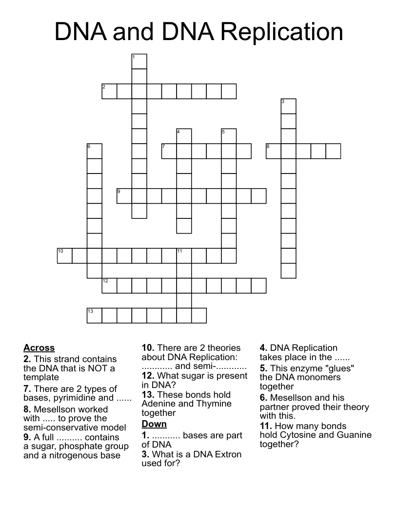 DNA and DNA Replication Crossword