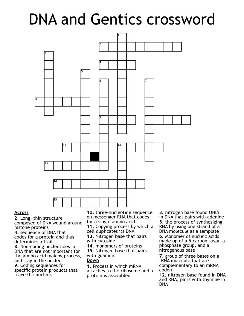 DNA and Gentics crossword