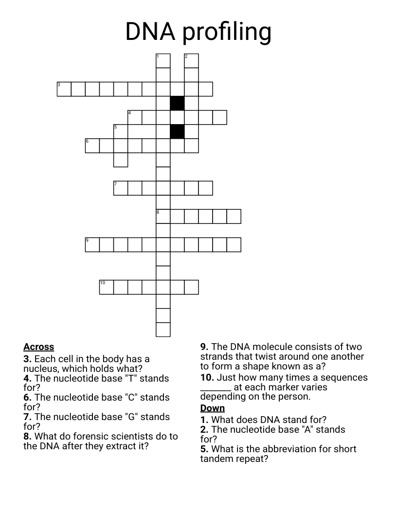 DNA profiling  Crossword