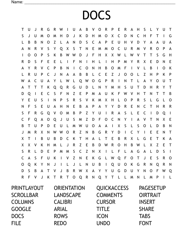 DOCS Word Search