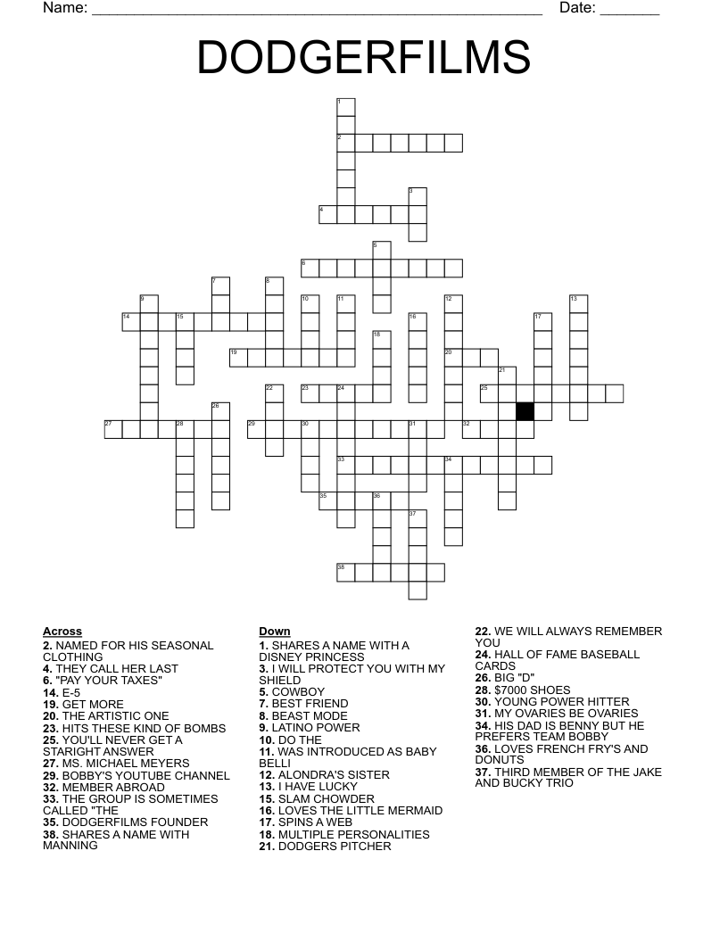 DODGERFILMS Crossword