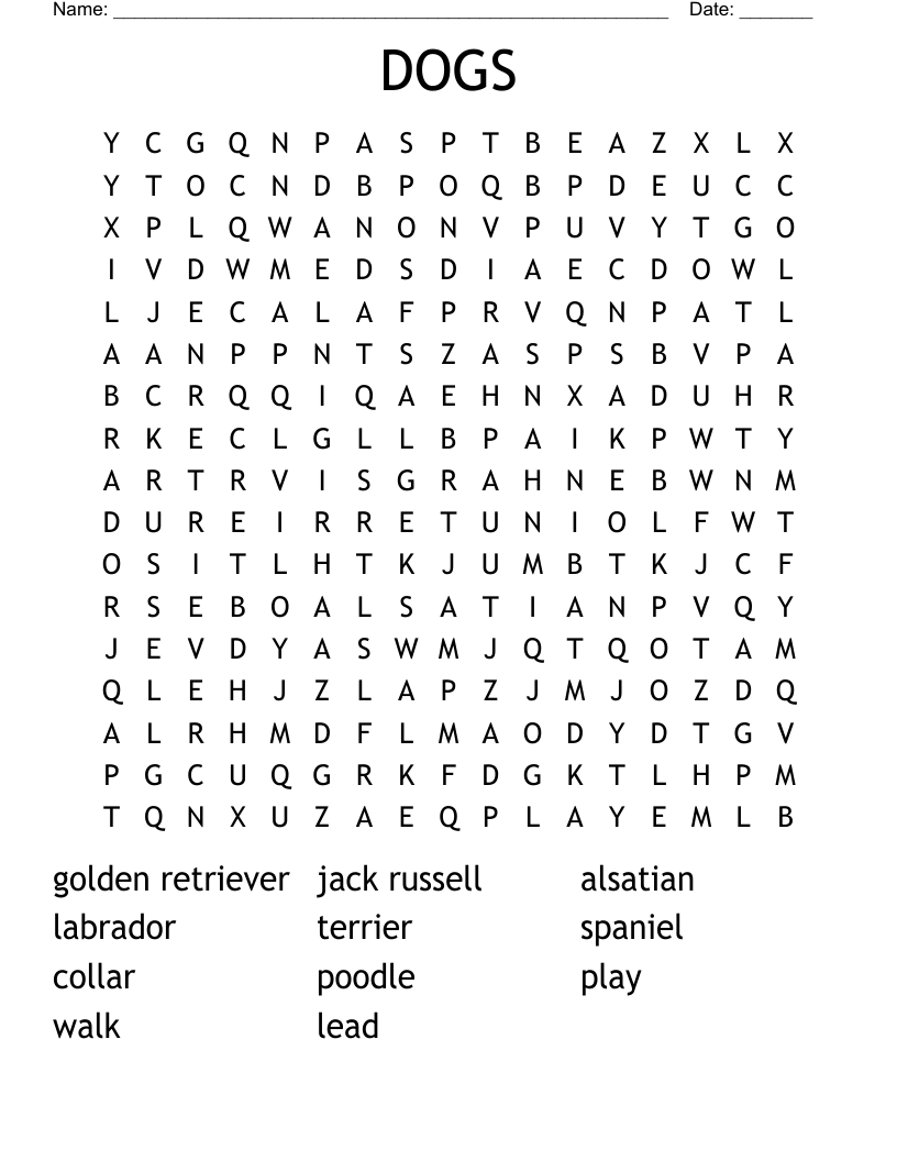 DOGS Word Search