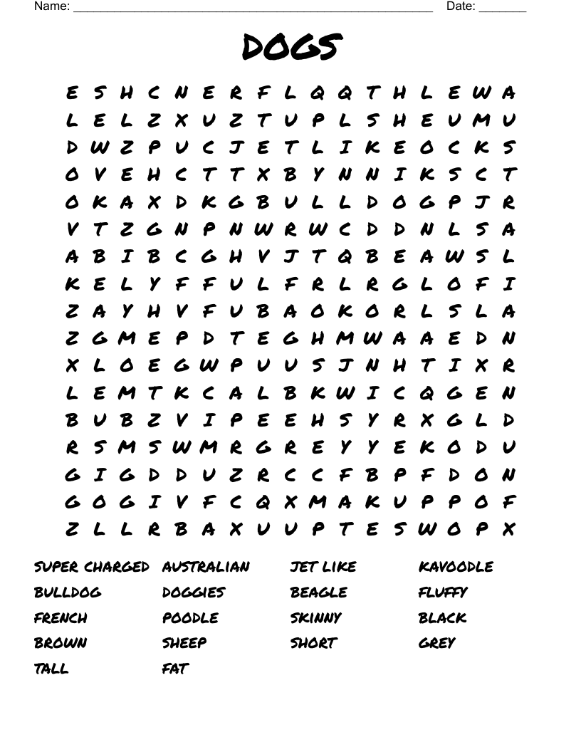 DOGS Word Search