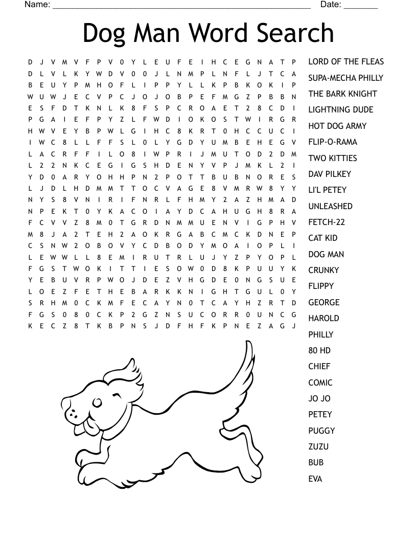 Dog Man Word Search