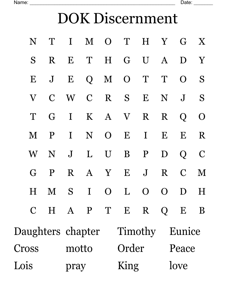DOK Discernment Word Search