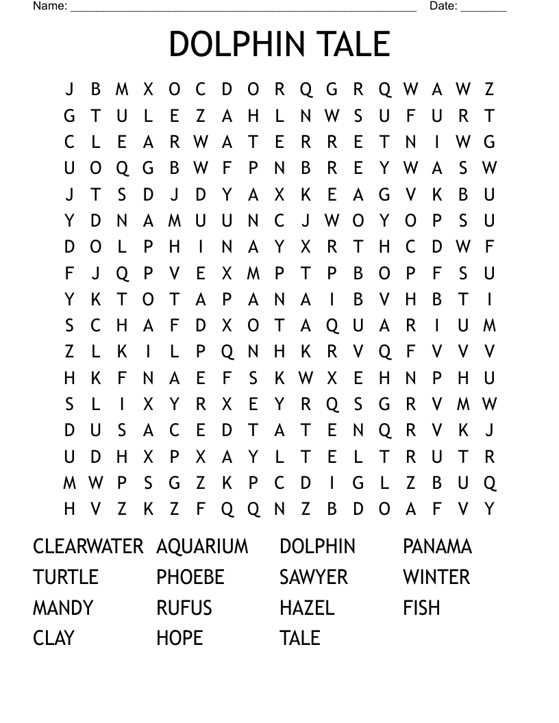DOLPHIN TALE Word Search