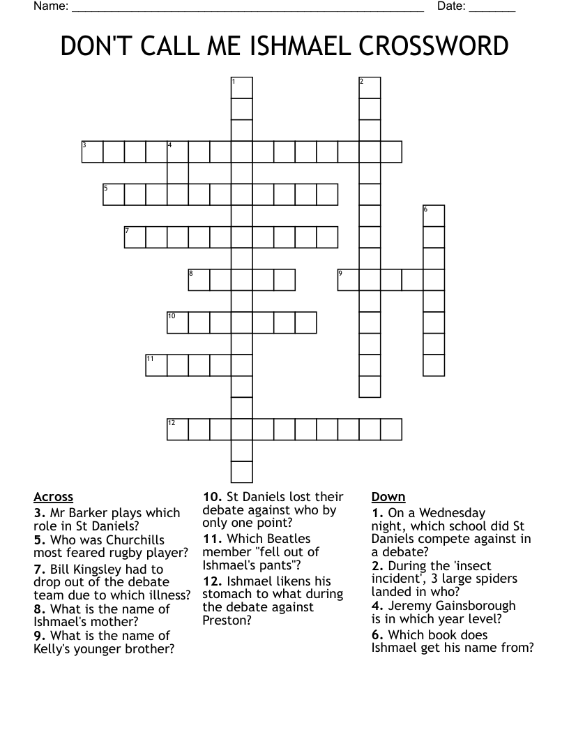 DON'T CALL ME ISHMAEL CROSSWORD