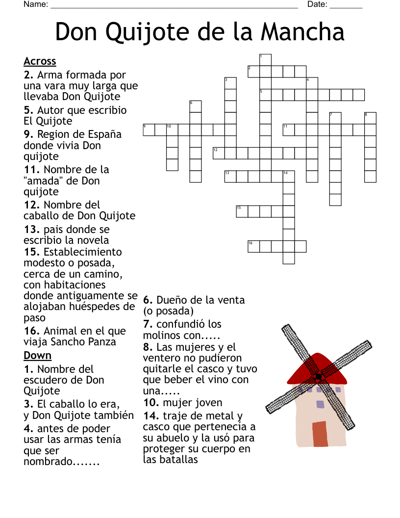 Don Quijote de la Mancha Crossword
