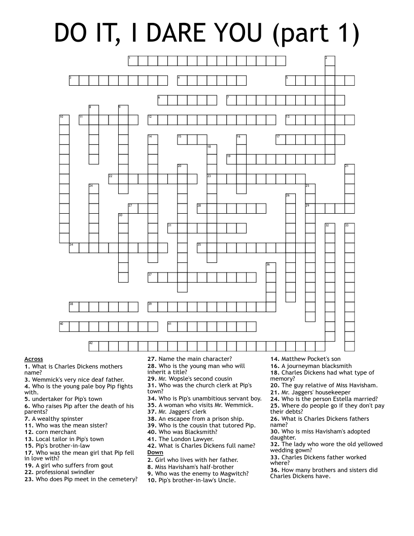 DO IT, I DARE YOU (part 1) Crossword