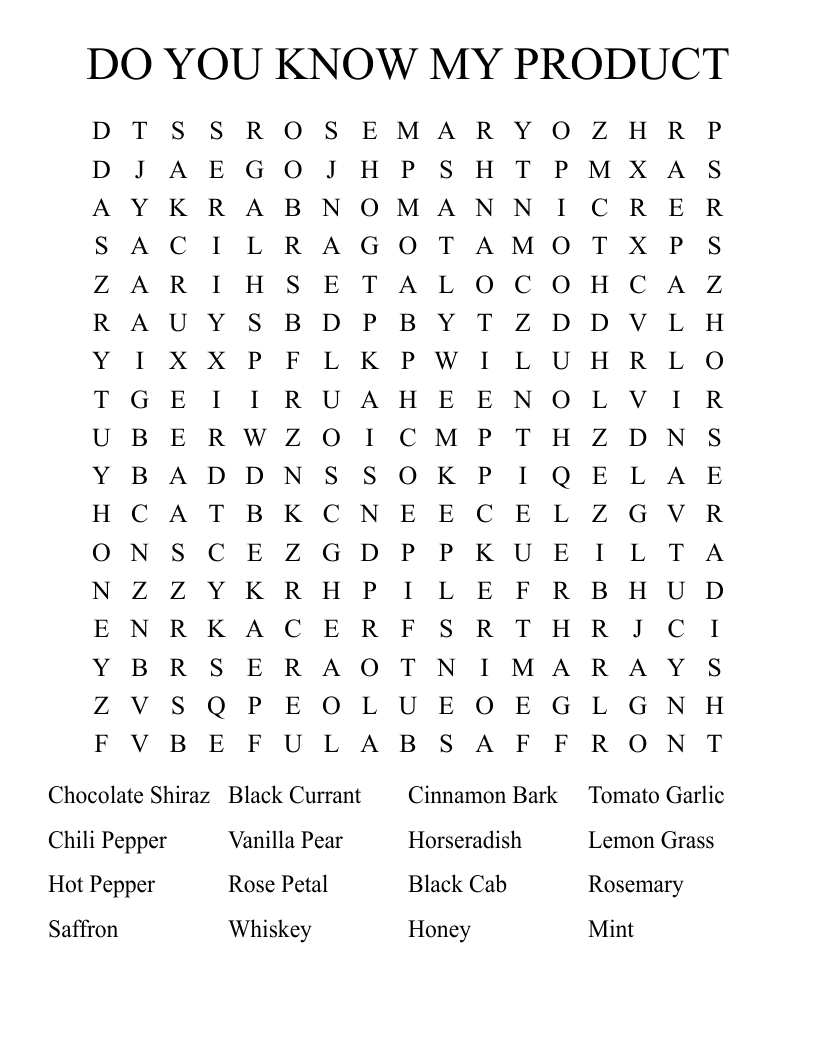 DO YOU KNOW MY PRODUCT Word Search