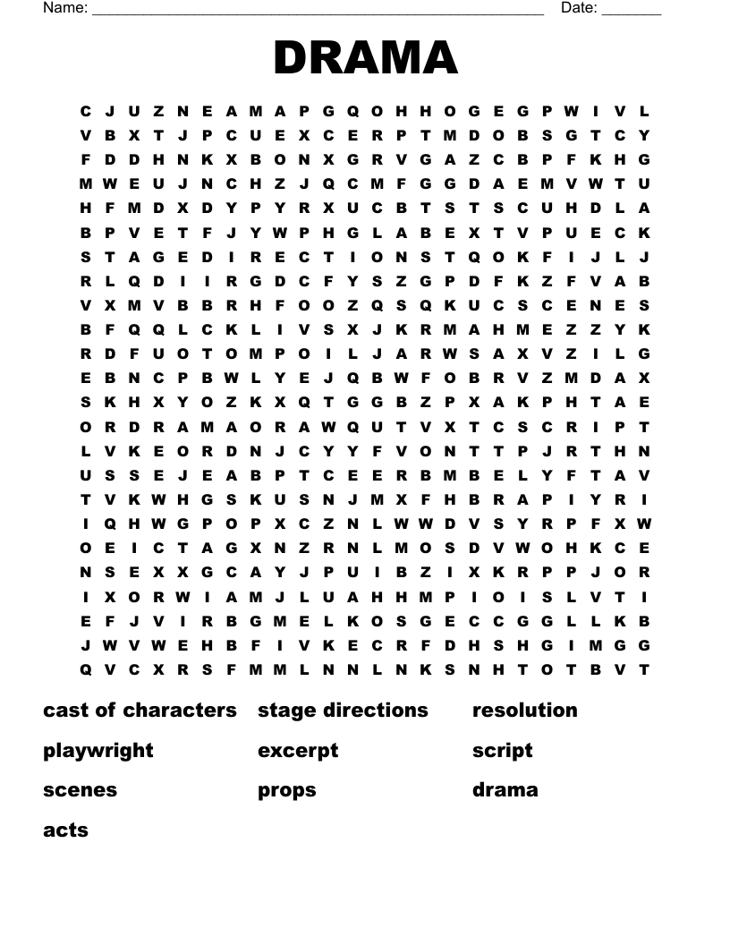 DRAMA Word Search