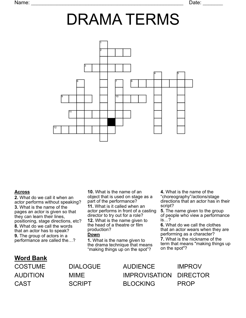 DRAMA TERMS Crossword