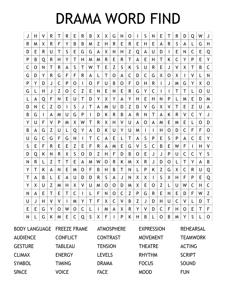DRAMA WORD FIND Word Search