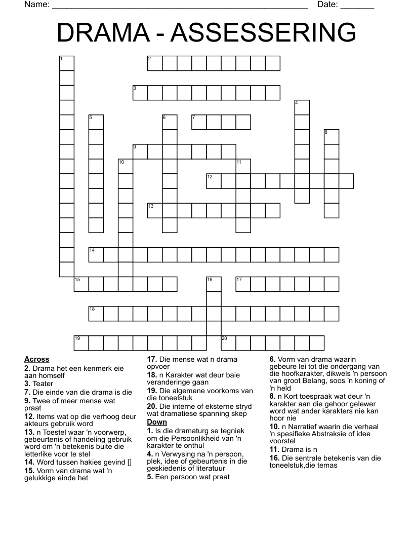DRAMA - ASSESSERING Crossword