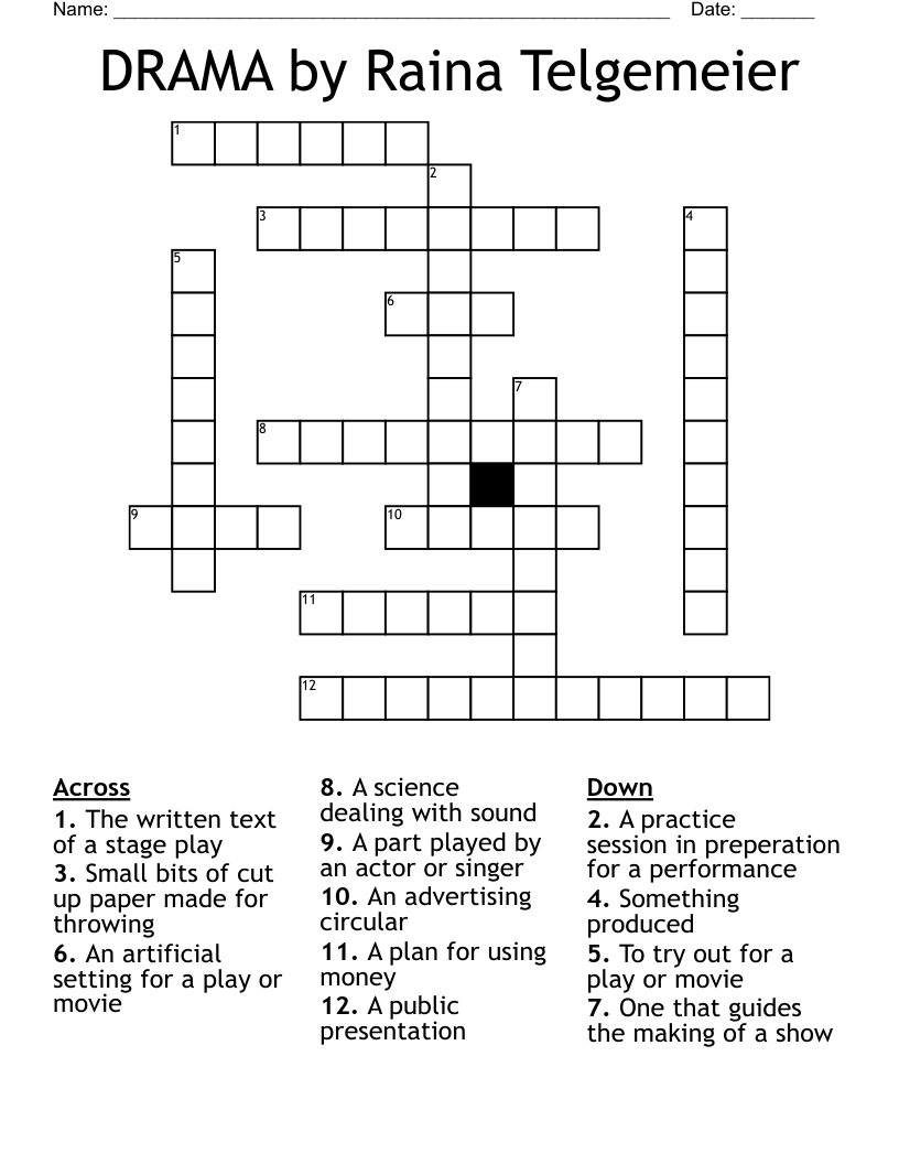 DRAMA by Raina Telgemeier Crossword