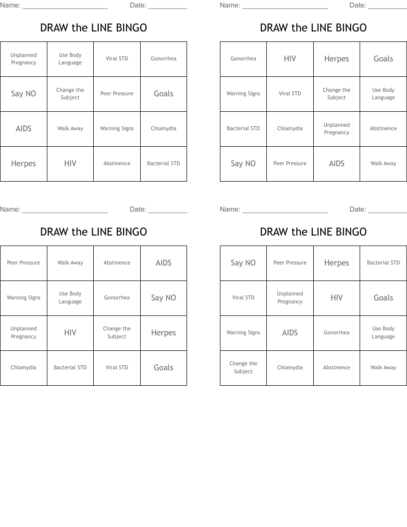 DRAW the LINE BINGO