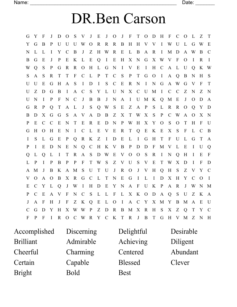 DR.Ben Carson Word Search