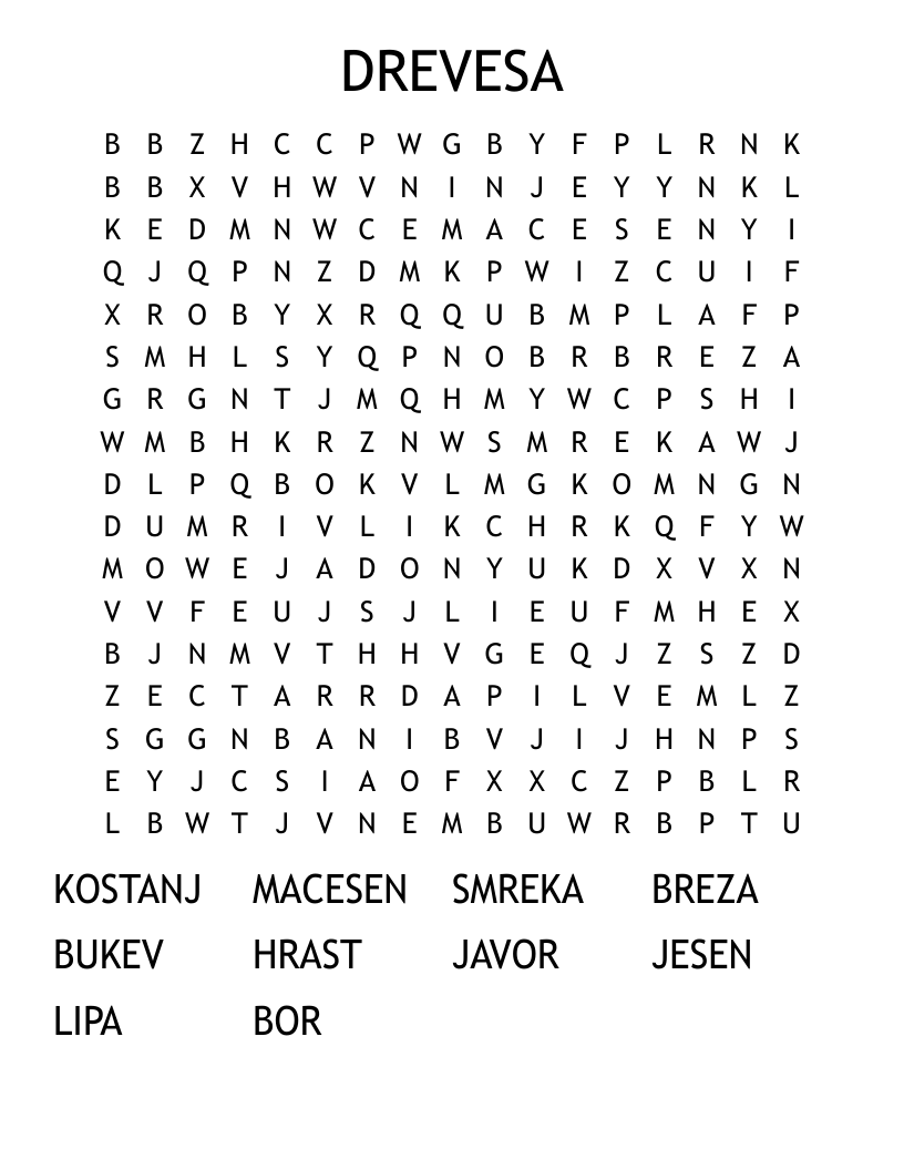 DREVESA Word Search