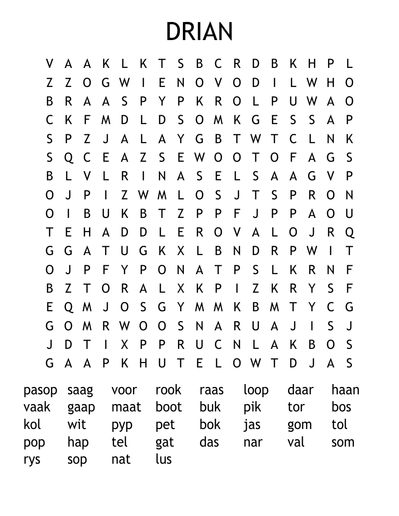 DRIAN Word Search