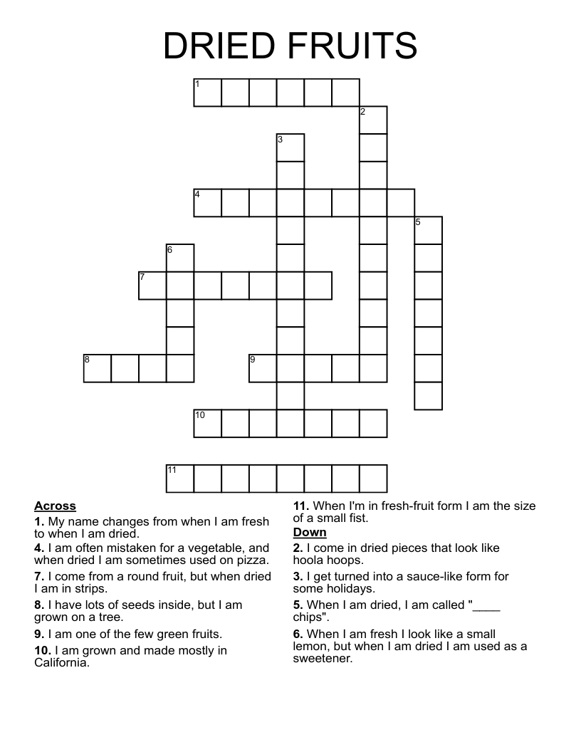 DRIED FRUITS Crossword