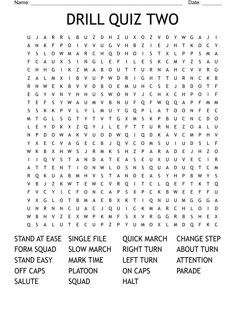 DRILL QUIZ TWO Word Search