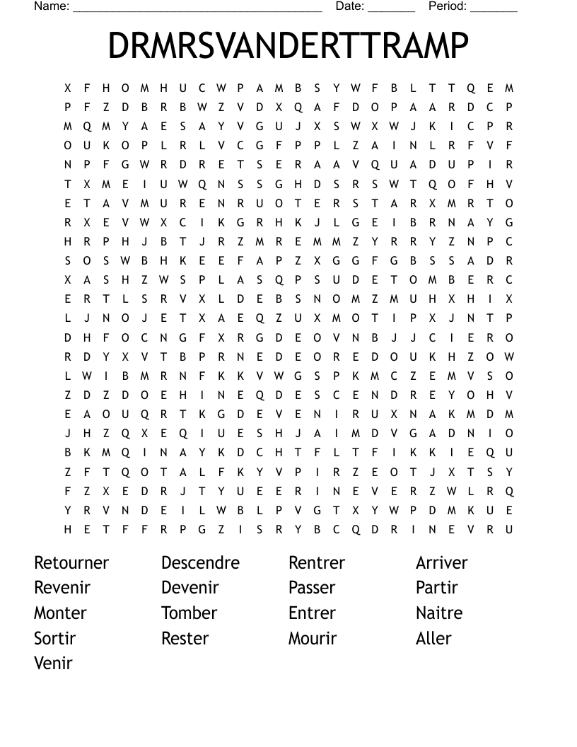 DRMRSVANDERTTRAMP Word Search