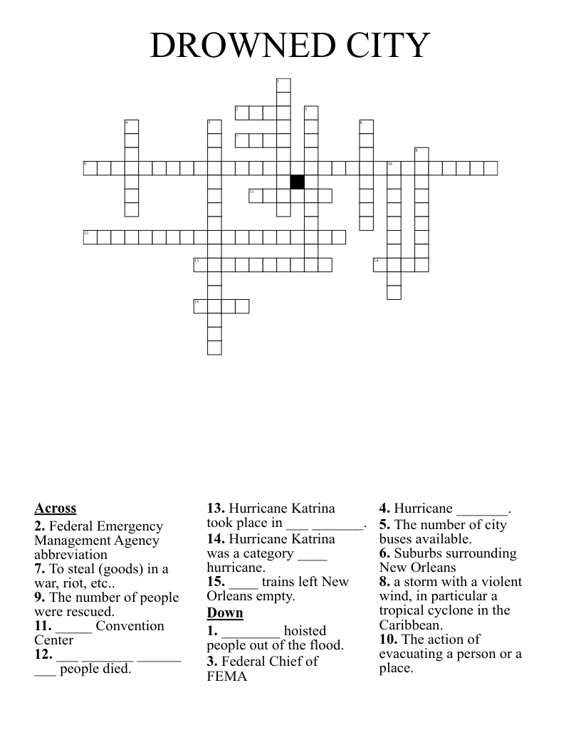 DROWNED CITY Crossword