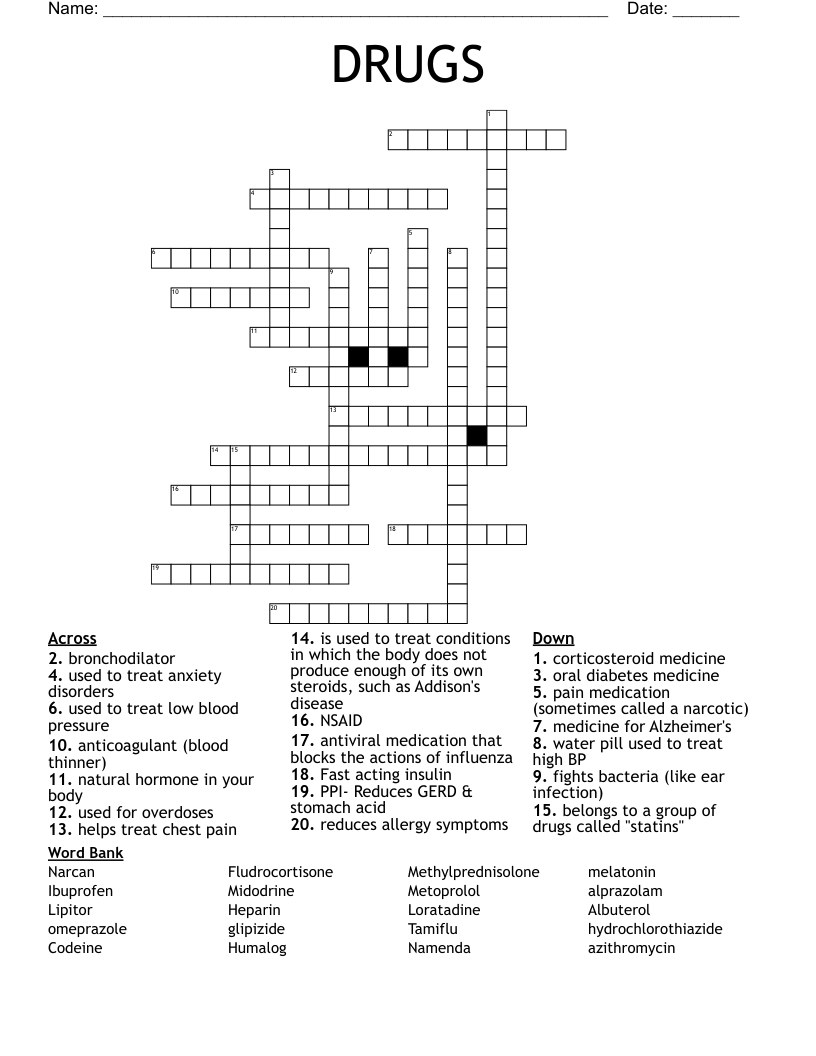 DRUGS Crossword