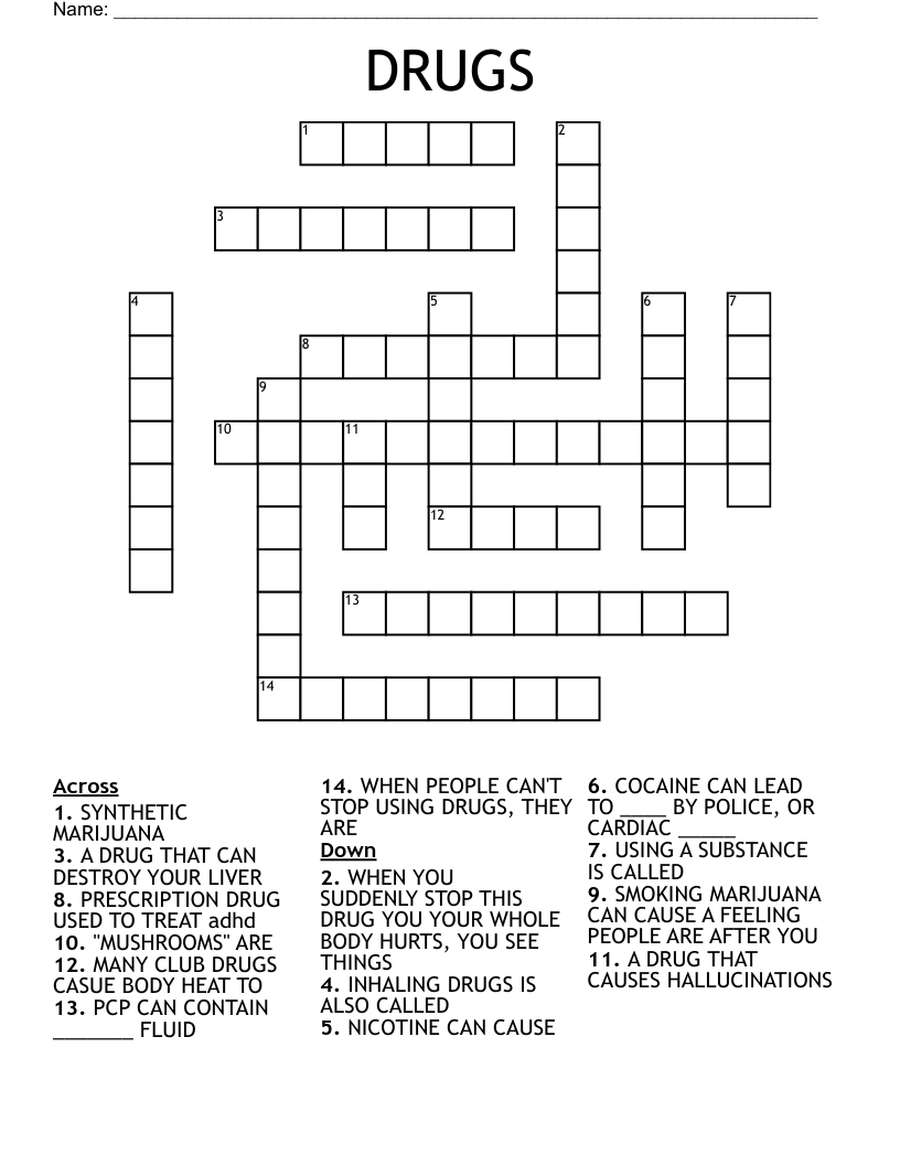 DRUGS Crossword