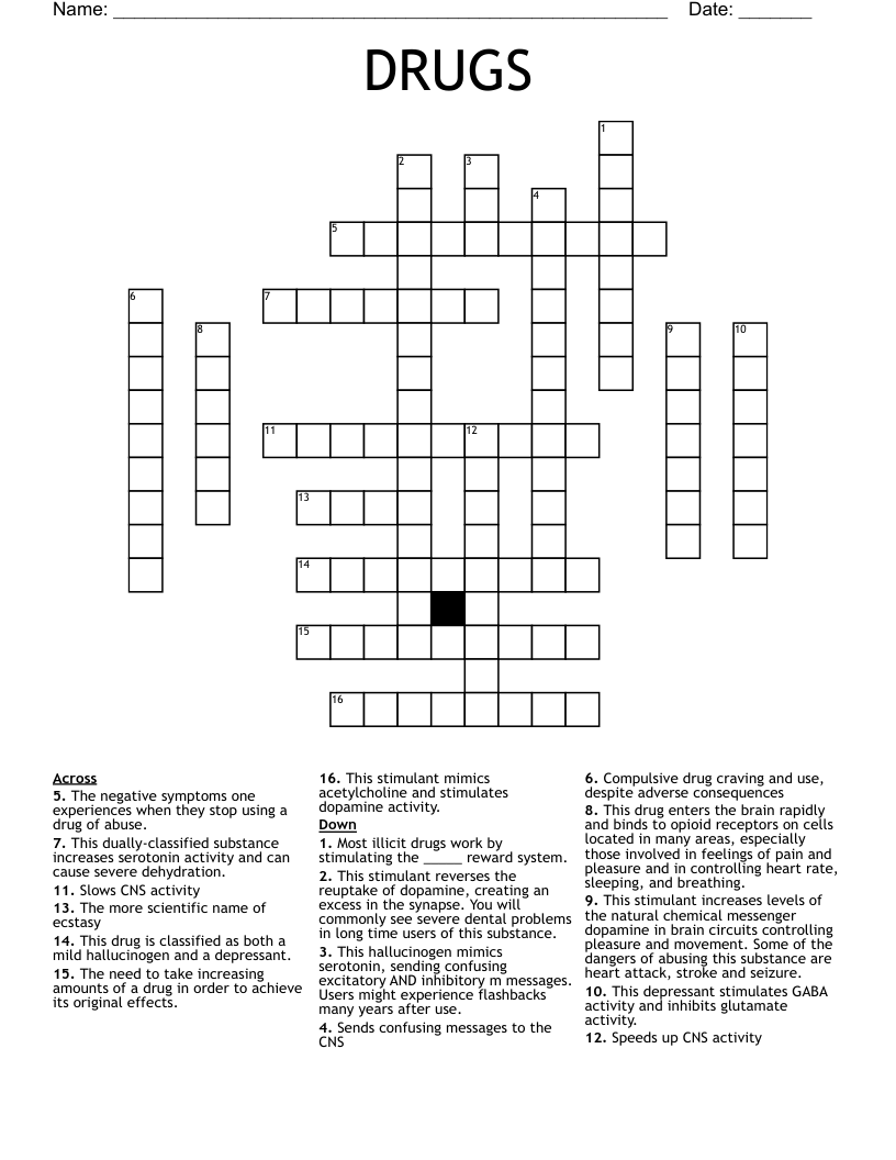 DRUGS Crossword