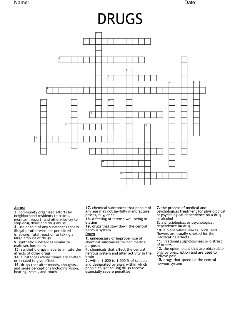 DRUGS Crossword
