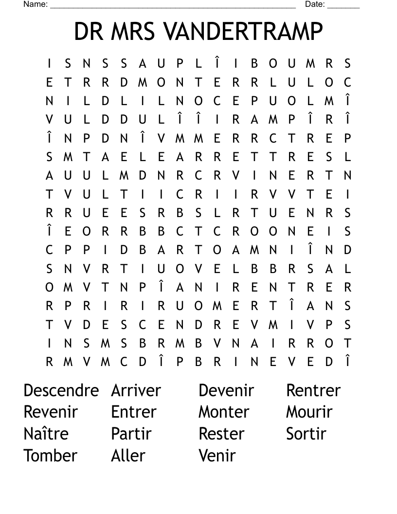 DR MRS VANDERTRAMP Word Search