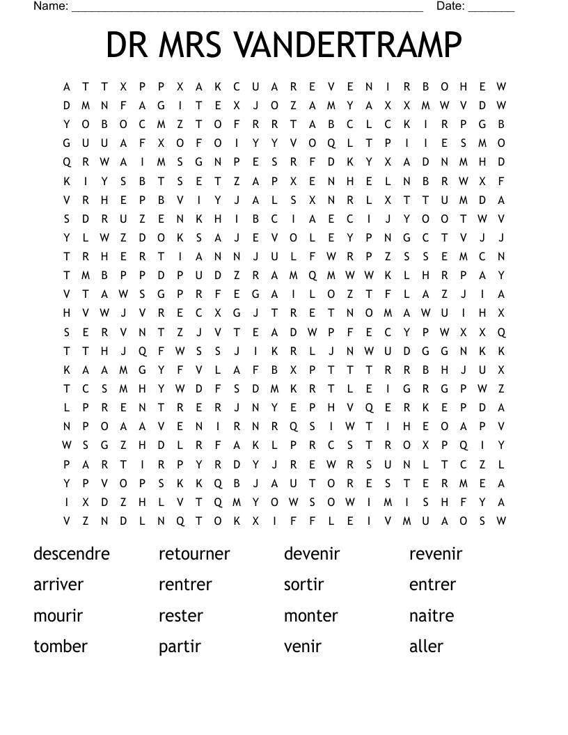 DR MRS VANDERTRAMP Word Search