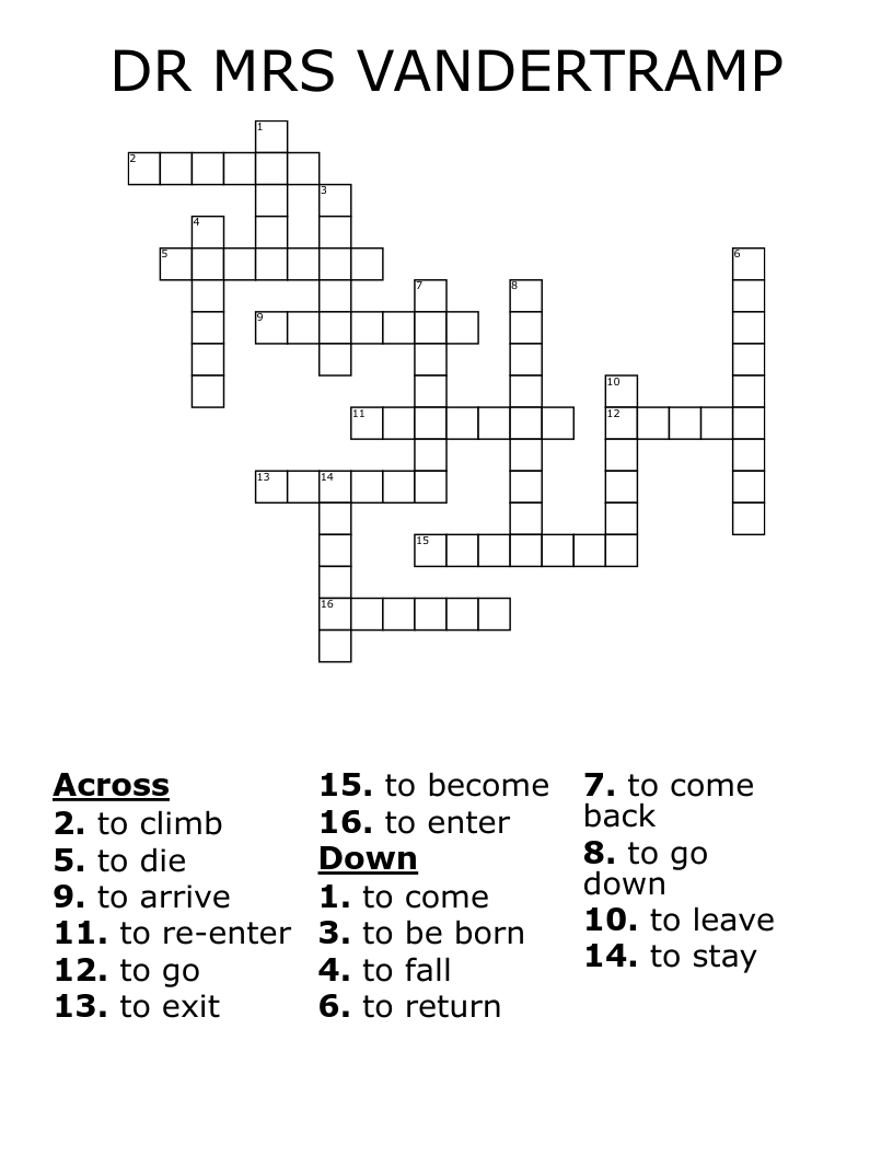 DR MRS VANDERTRAMP Crossword