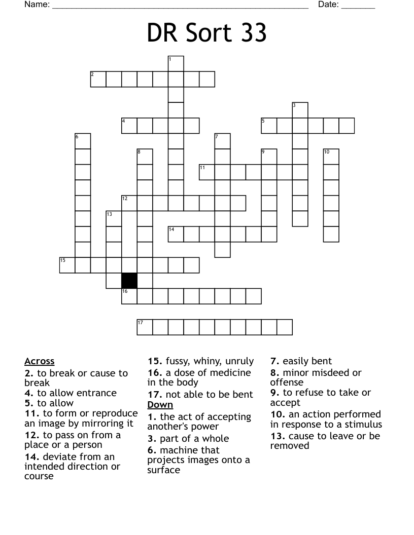 DR Sort 33 Crossword