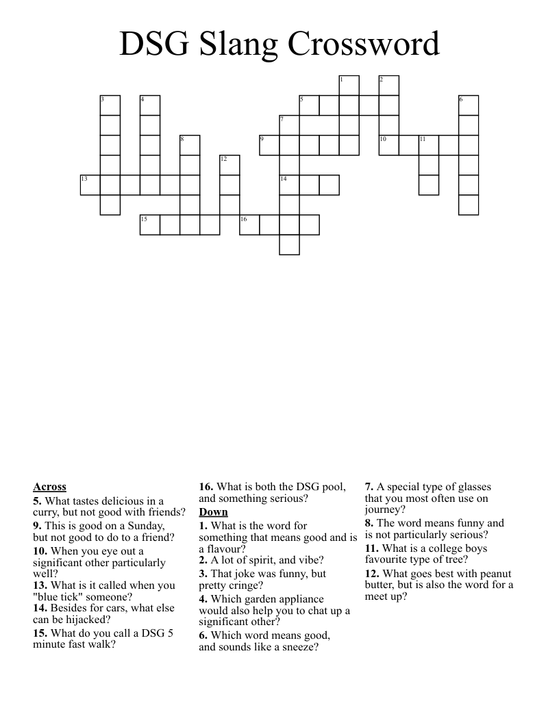 DSG Slang Crossword