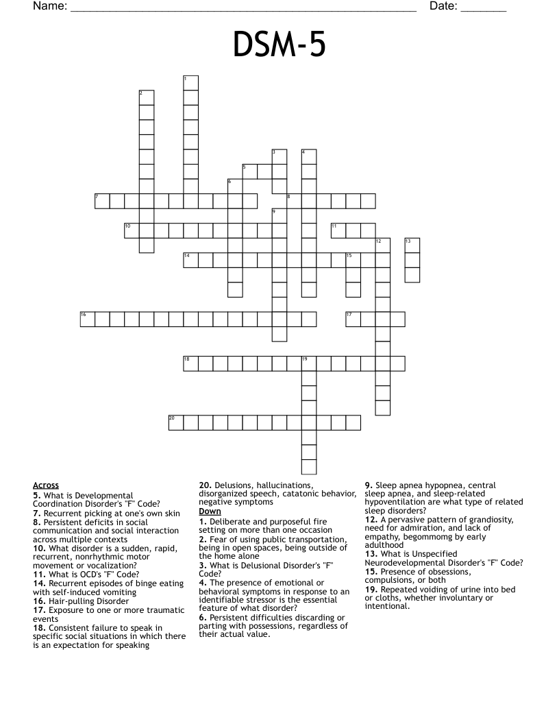 DSM-5 Crossword
