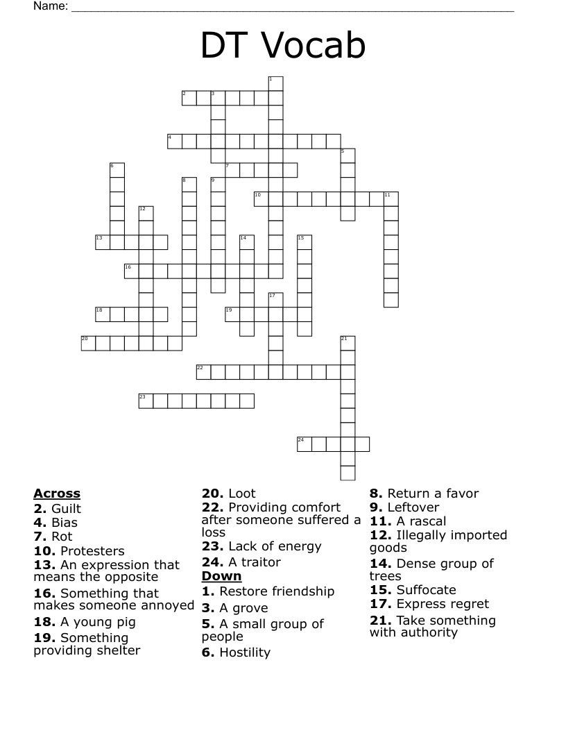 DT Vocab Crossword