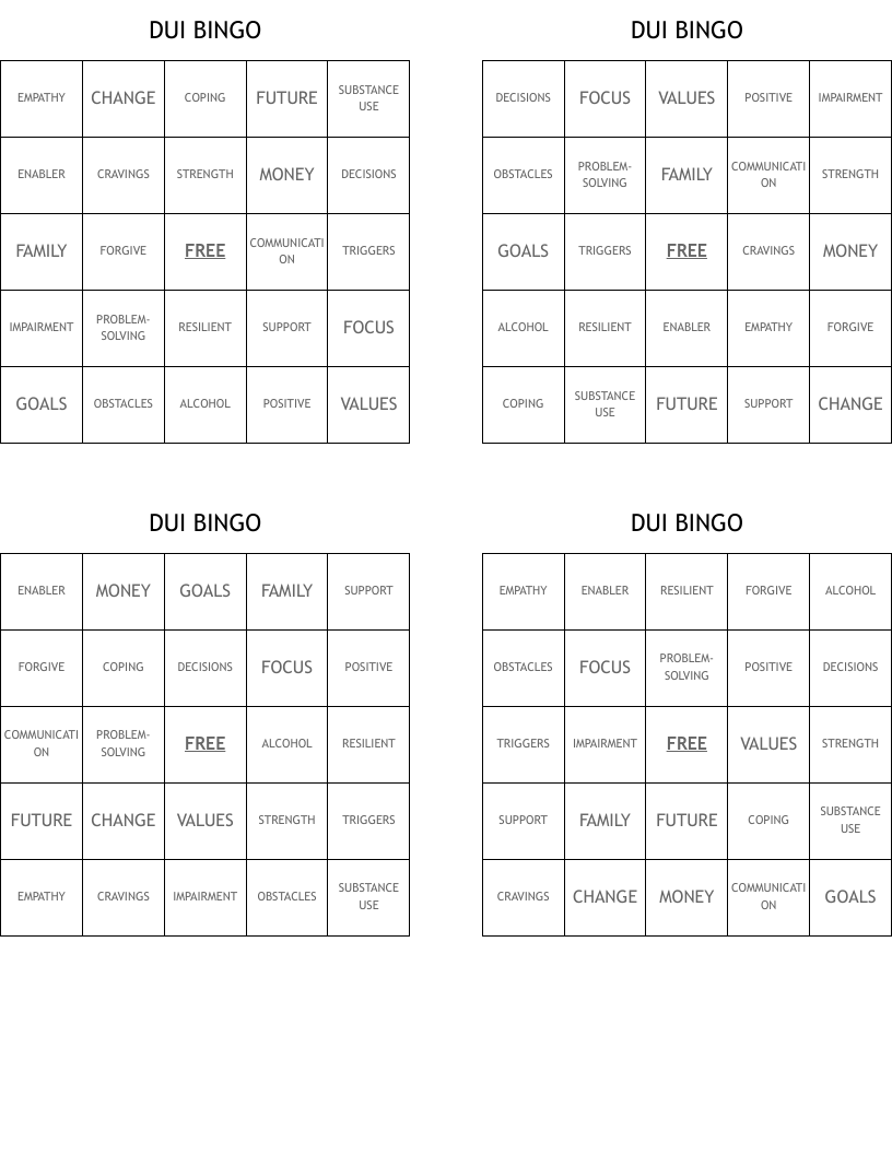 DUI BINGO