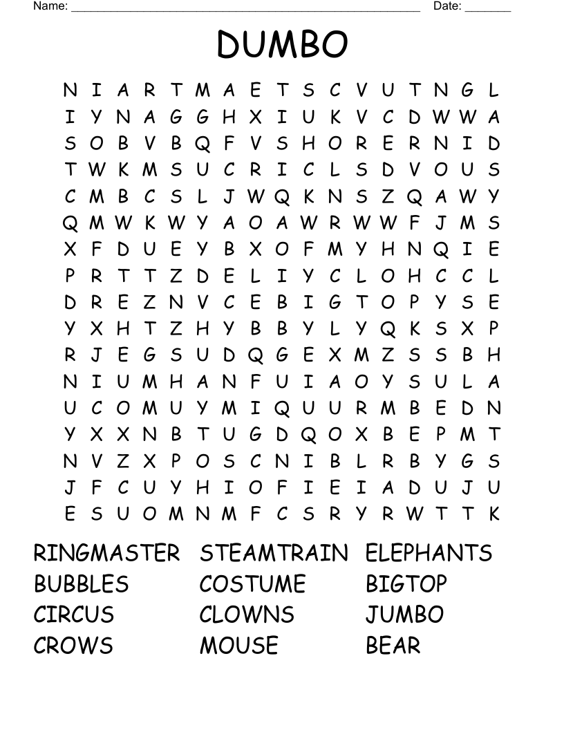 DUMBO Word Search