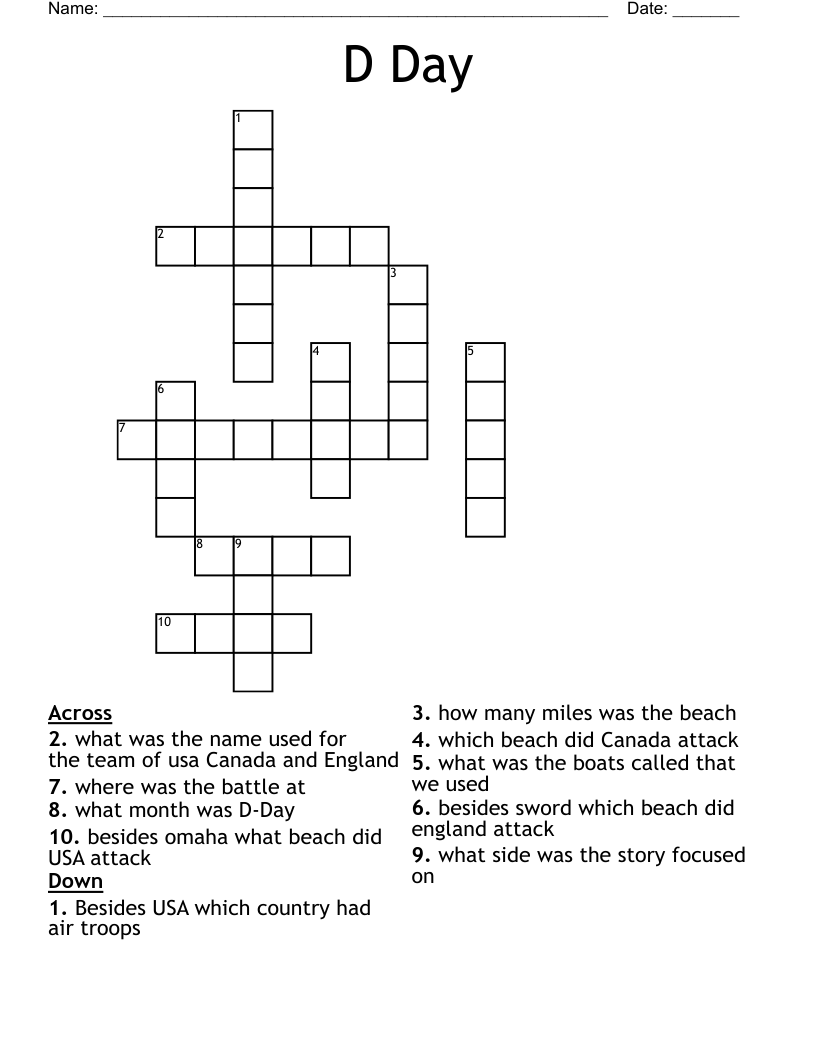 D Day Crossword
