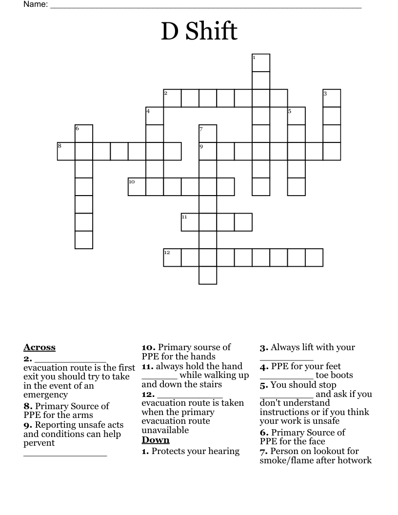 D Shift  Crossword